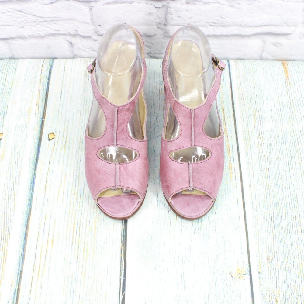 Sergio Tomani Pink Leather Ankle Strap Dress Pump Shoes Size 7.5 - 8 - Picture 5 of 9